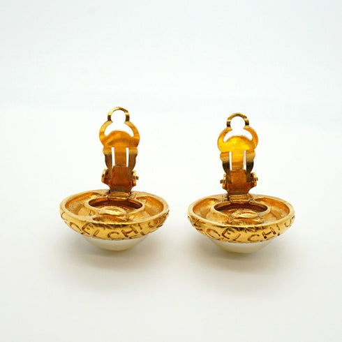 Clip-On Earrings Pearl Clip-On Gold-Tone Metal
