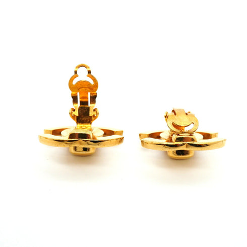 CC Logo Turnlock Clip-On Earrings Metal Gold-Tone Metal