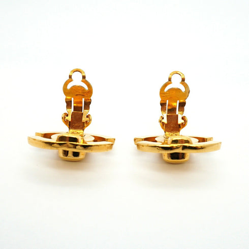 CC Logo Turnlock Clip-On Earrings Metal Gold-Tone Metal