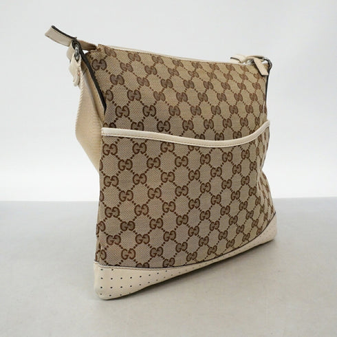 Zip Messenger Bag GG Canvas with Perforated Leather Medium
