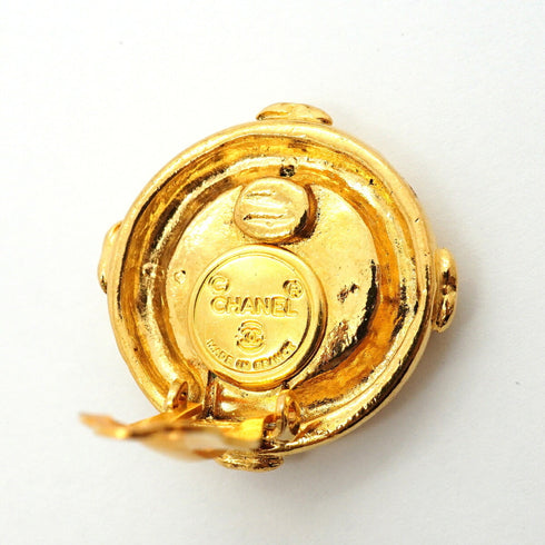 CC Logo Circle Clip-On Earrings Metal Gold-Tone Metal
