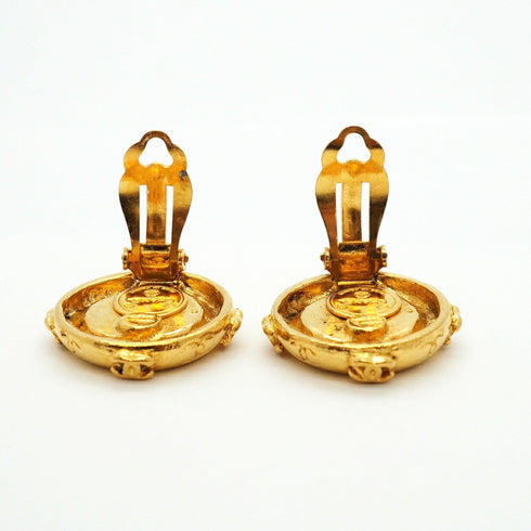 CC Logo Circle Clip-On Earrings Metal Gold-Tone Metal