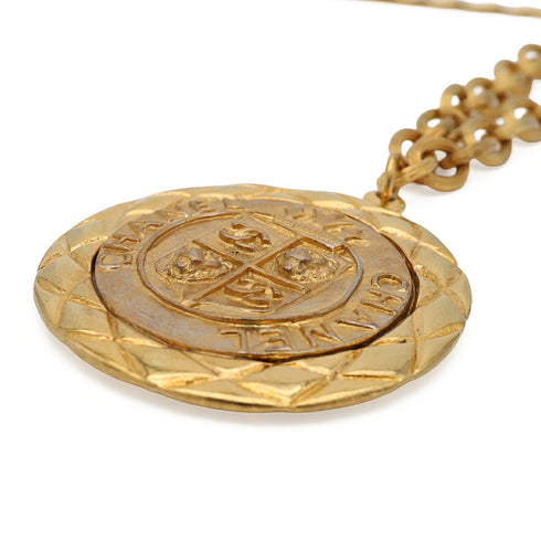 CC Logo Chain Medallion Pendant Necklace Metal