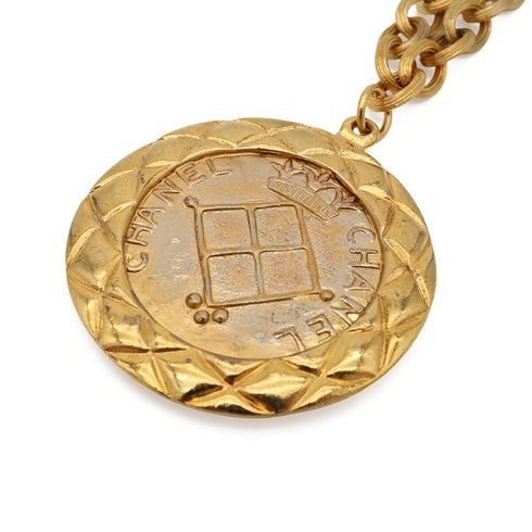 CC Logo Chain Medallion Pendant Necklace Metal