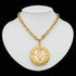 CC Logo Chain Medallion Pendant Necklace Metal