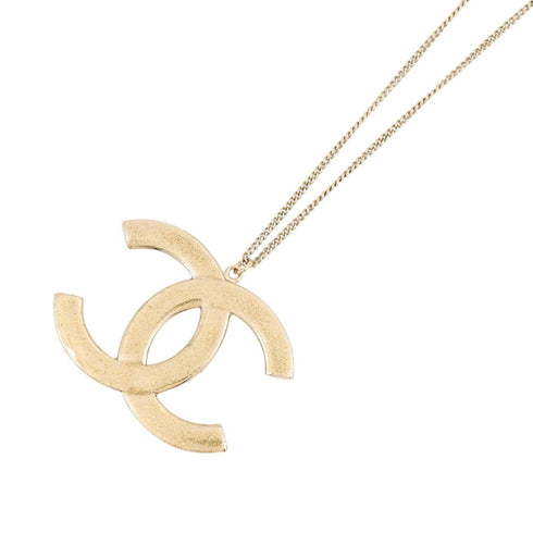 CC Logo Pendant Necklace Gold-Tone Metal