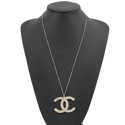 CC Logo Pendant Necklace Gold-Tone Metal