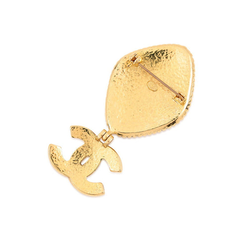 CC Logo Brooch Gold-Tone Metal