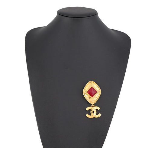 CC Logo Brooch Gold-Tone Metal