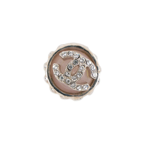 Brooch Metal Pink and Silver with Rhinestone
