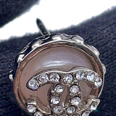 Brooch Metal Pink and Silver with Rhinestone
