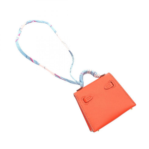 Kelly Twilly Charm Silk and Tadelakt Leather Multi-Color Red Handbag Charm