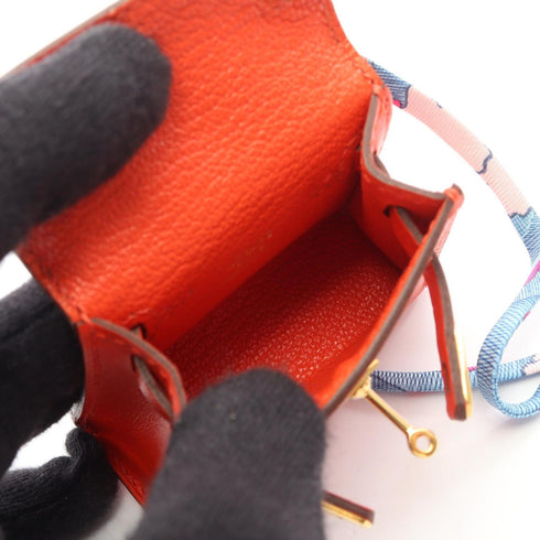 Kelly Twilly Charm Silk and Tadelakt Leather Multi-Color Red Handbag Charm