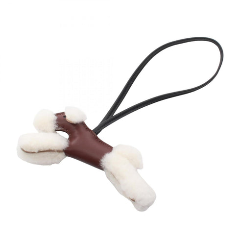 Buddy Charm Agneau Milo and Leather Black and Brown Handbag Charm