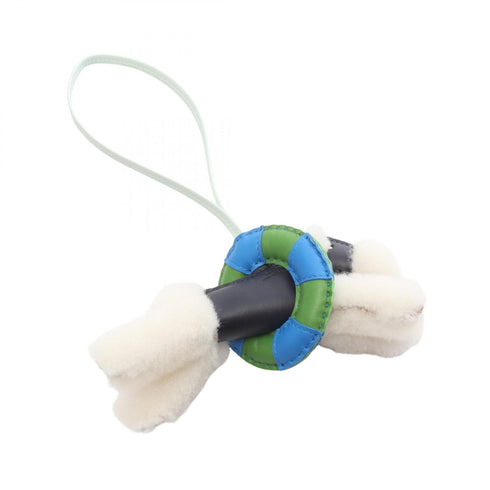 Buddy Charm Agneau Milo and Leather Blue Nuit Green Navy Handbag Charm