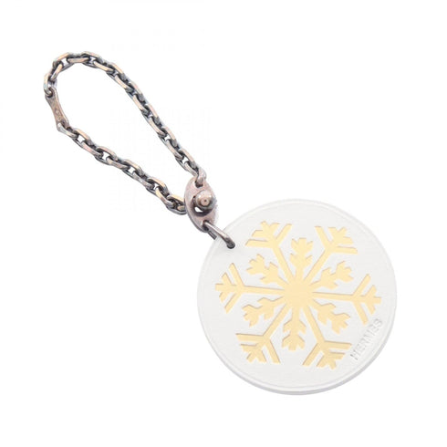 Charm Leather and Swift Leather White and Silver Handbag Charm