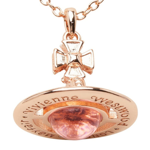 Pendant Necklace Pink Gold Plated and Rhinestone