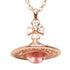 Pendant Necklace Pink Gold Plated and Rhinestone