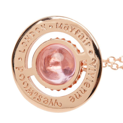 Pendant Necklace Pink Gold Plated and Rhinestone