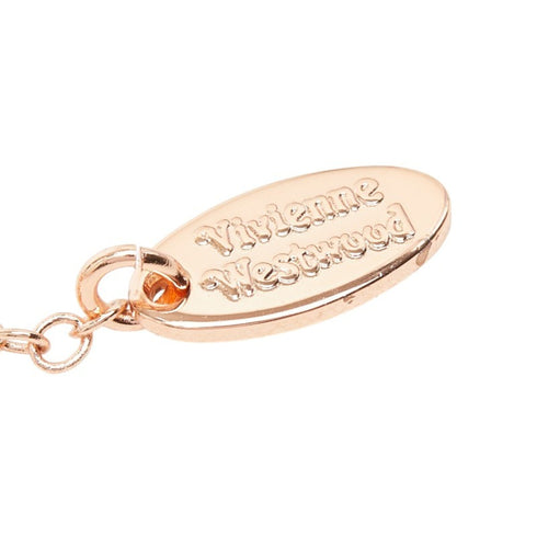 Pendant Necklace Pink Gold Plated and Rhinestone