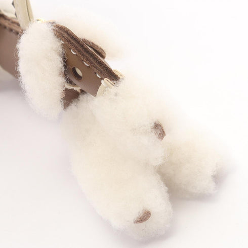 Buddy Charm Agneau Milo and Leather Etoupe Gray and White Handbag Charm
