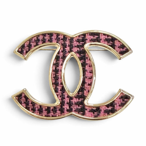 CC Logo Brooch Gold-Tone Metal