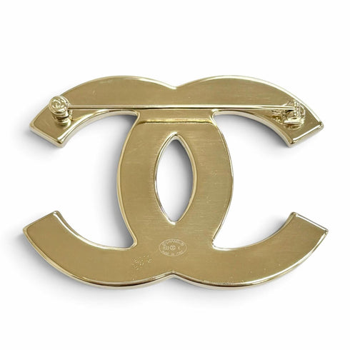 CC Logo Brooch Gold-Tone Metal