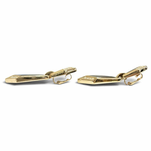 Vintage Clip-On Earrings Rhinestone Clip-On Gold-Tone Metal