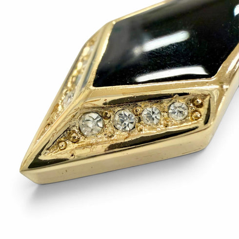 Vintage Clip-On Earrings Rhinestone Clip-On Gold-Tone Metal