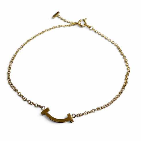 T Smile Mini Pendant Necklace 18K Rose Gold with Diamonds