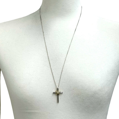 Pendant Necklace Sterling Silver and 18K Yellow Gold