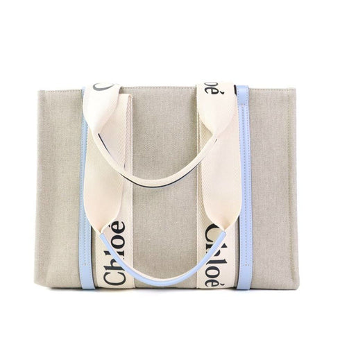 Woody Tote Canvas with Leather Medium