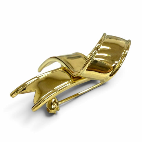 Vintage Ribbon Brooch 18K Yellow Gold