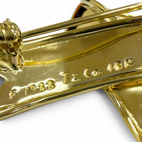 Vintage Ribbon Brooch 18K Yellow Gold