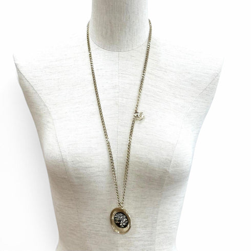 CC Logo Chain Pendant Necklace Gold-Tone Metal