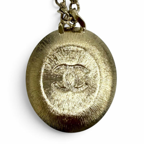 CC Logo Chain Pendant Necklace Gold-Tone Metal