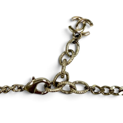 CC Logo Chain Pendant Necklace Gold-Tone Metal