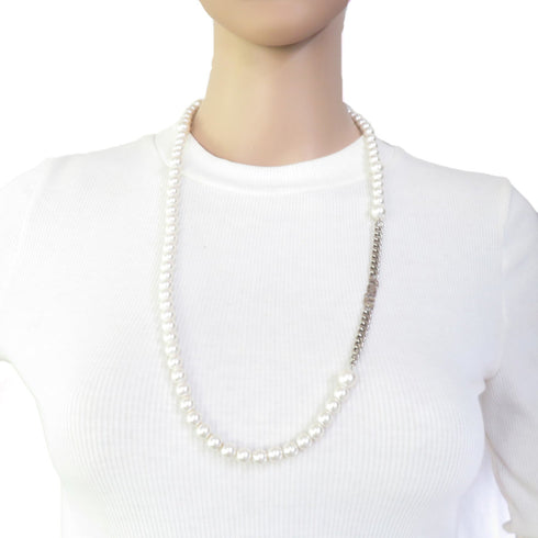 Pendant Necklace Artificial Pearl and Metal