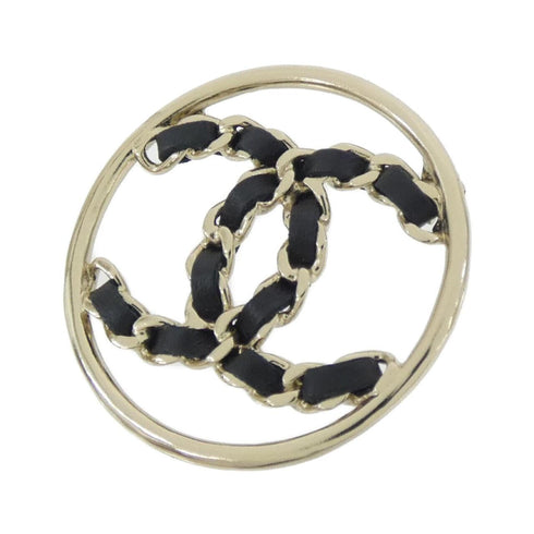 Brooch Black Leather and Gold