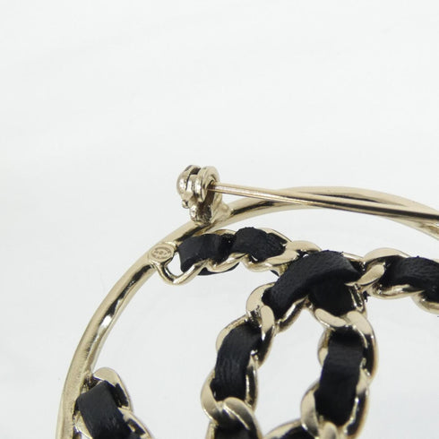 Brooch Black Leather and Gold