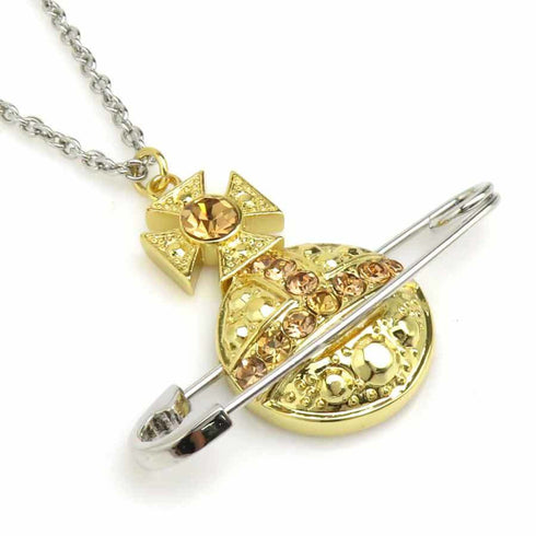 Pendant Necklace Gold and Silver Metal