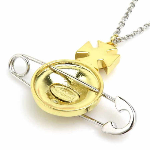 Pendant Necklace Gold and Silver Metal