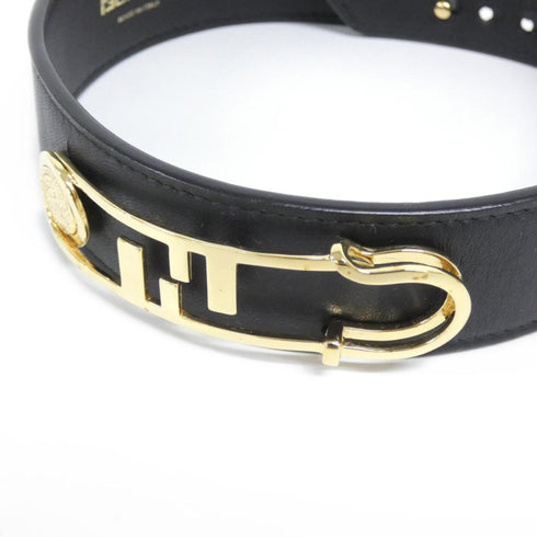 Necklace Leather Black and Gold