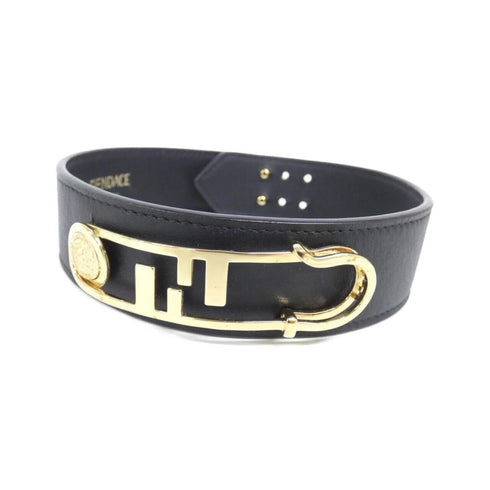 Necklace Leather Black and Gold