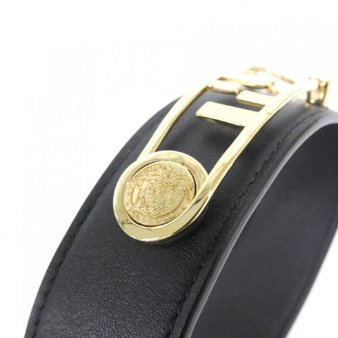 Necklace Leather Black and Gold