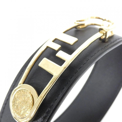 Necklace Leather Black and Gold