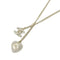Pendant Necklace Gold and White Metal