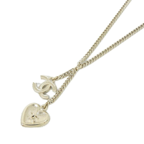 Pendant Necklace Gold and White Metal