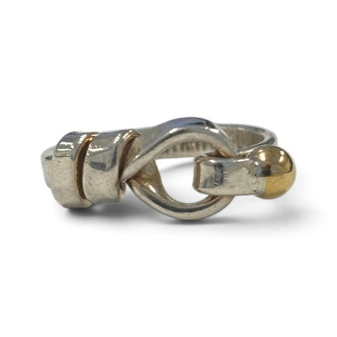 Hook Eye Ring 18K Yellow Gold and Sterling Silver