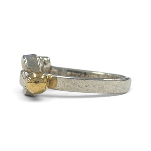 Hook Eye Ring 18K Yellow Gold and Sterling Silver